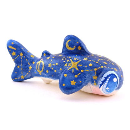 Dark Blue Constellation Whale Shark Figurine - Polymer Clay Celestial Sea Animals