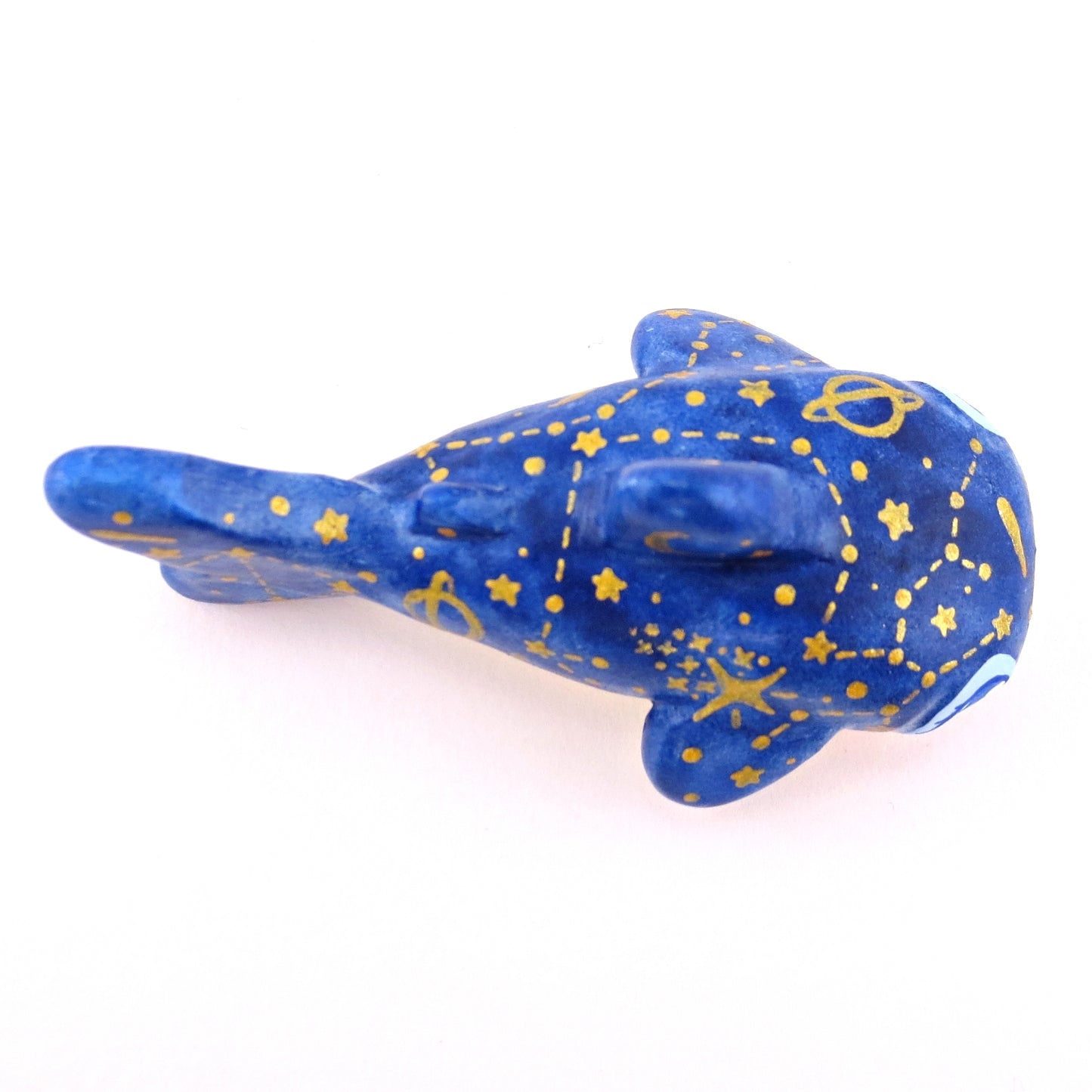 Dark Blue Constellation Whale Shark Figurine - Polymer Clay Celestial Sea Animals