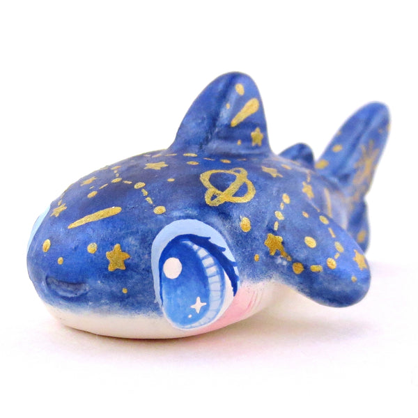Dark Blue Constellation Whale Shark Figurine - Polymer Clay Celestial Sea Animals