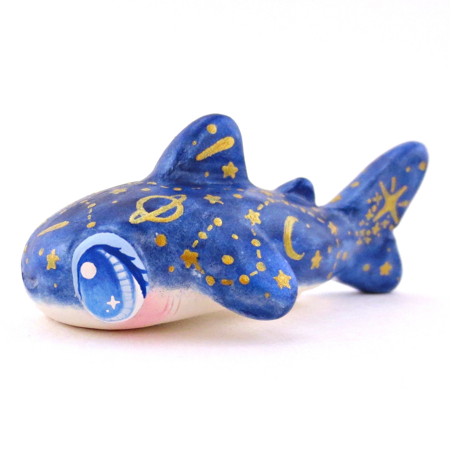 Dark Blue Constellation Whale Shark Figurine - Polymer Clay Celestial Sea Animals