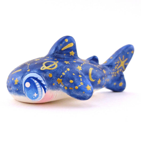 Dark Blue Constellation Whale Shark Figurine - Polymer Clay Celestial Sea Animals