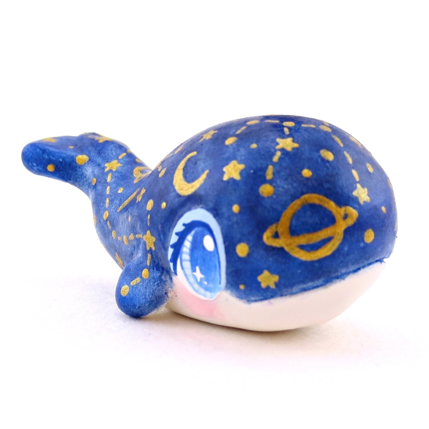 Dark Blue Constellation Chubby Whale Figurine - Polymer Clay Celestial Sea Animals