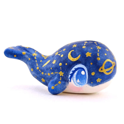 Dark Blue Constellation Chubby Whale Figurine - Polymer Clay Celestial Sea Animals