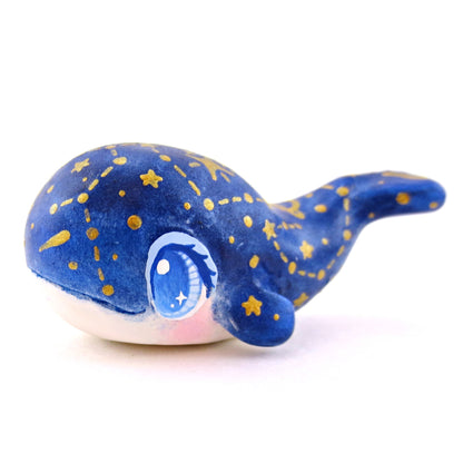 Dark Blue Constellation Chubby Whale Figurine - Polymer Clay Celestial Sea Animals