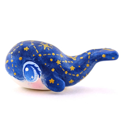 Dark Blue Constellation Chubby Whale Figurine - Polymer Clay Celestial Sea Animals