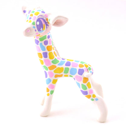 Rainbow Giraffe Figurine - Polymer Clay Rainbow Animals