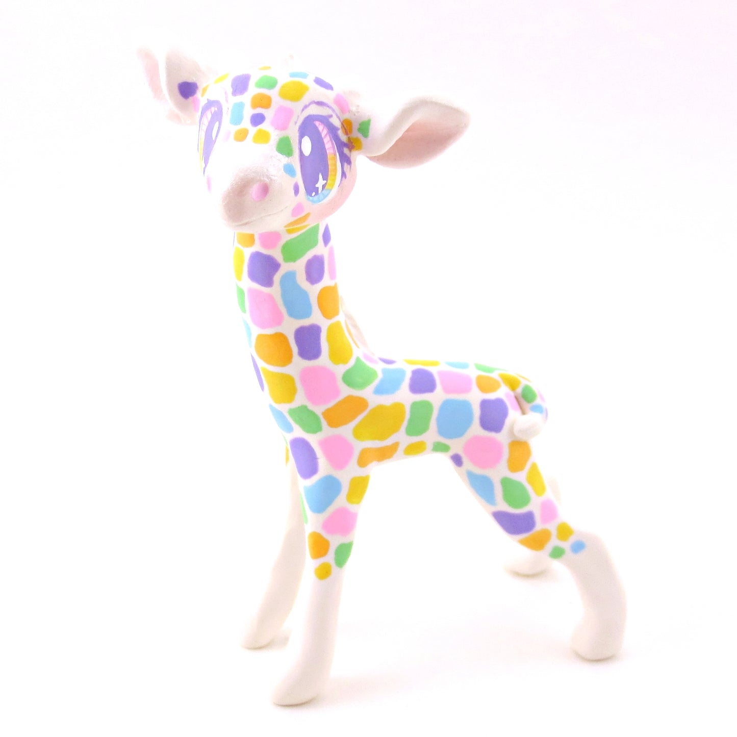 Rainbow Giraffe Figurine - Polymer Clay Rainbow Animals