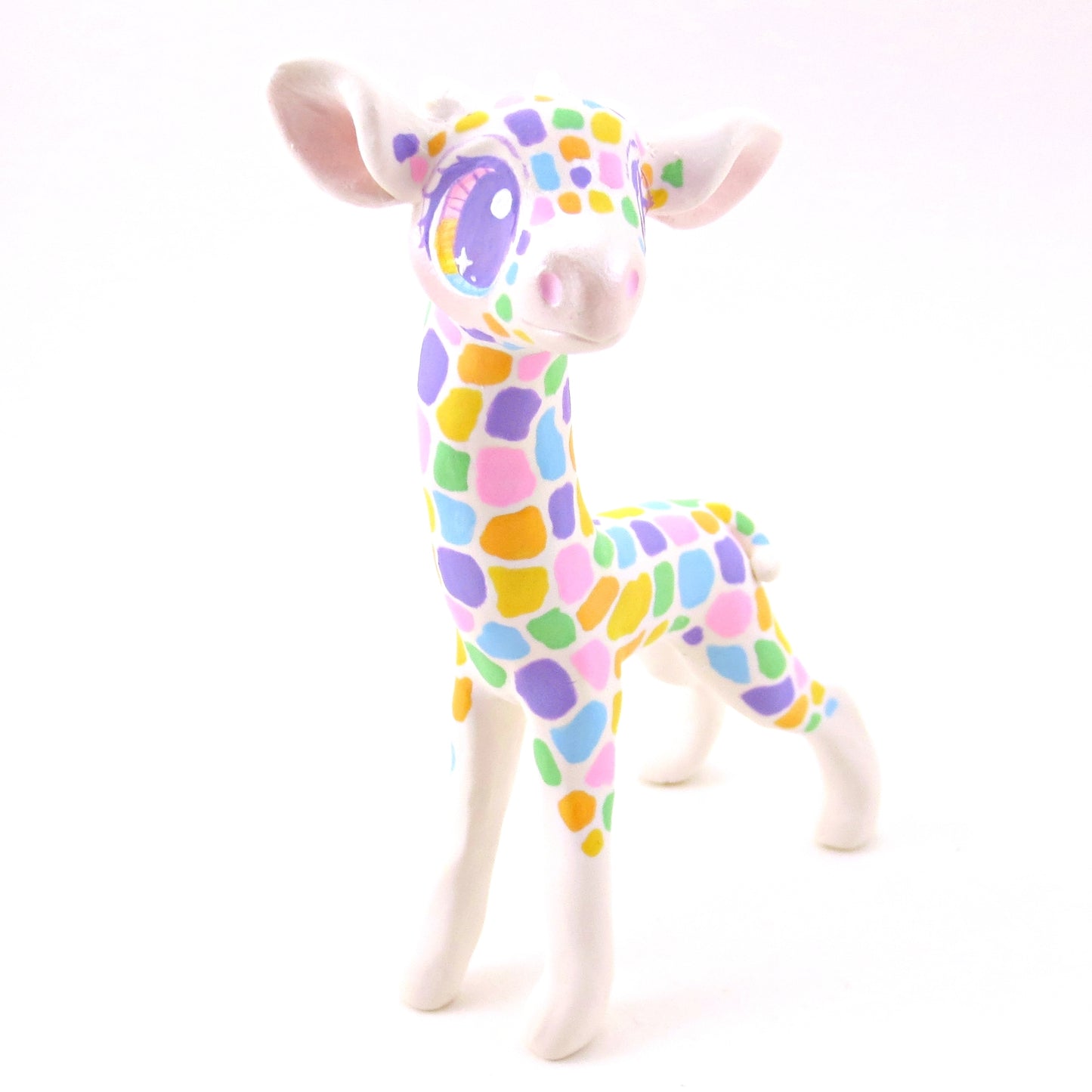 Rainbow Giraffe Figurine - Polymer Clay Rainbow Animals