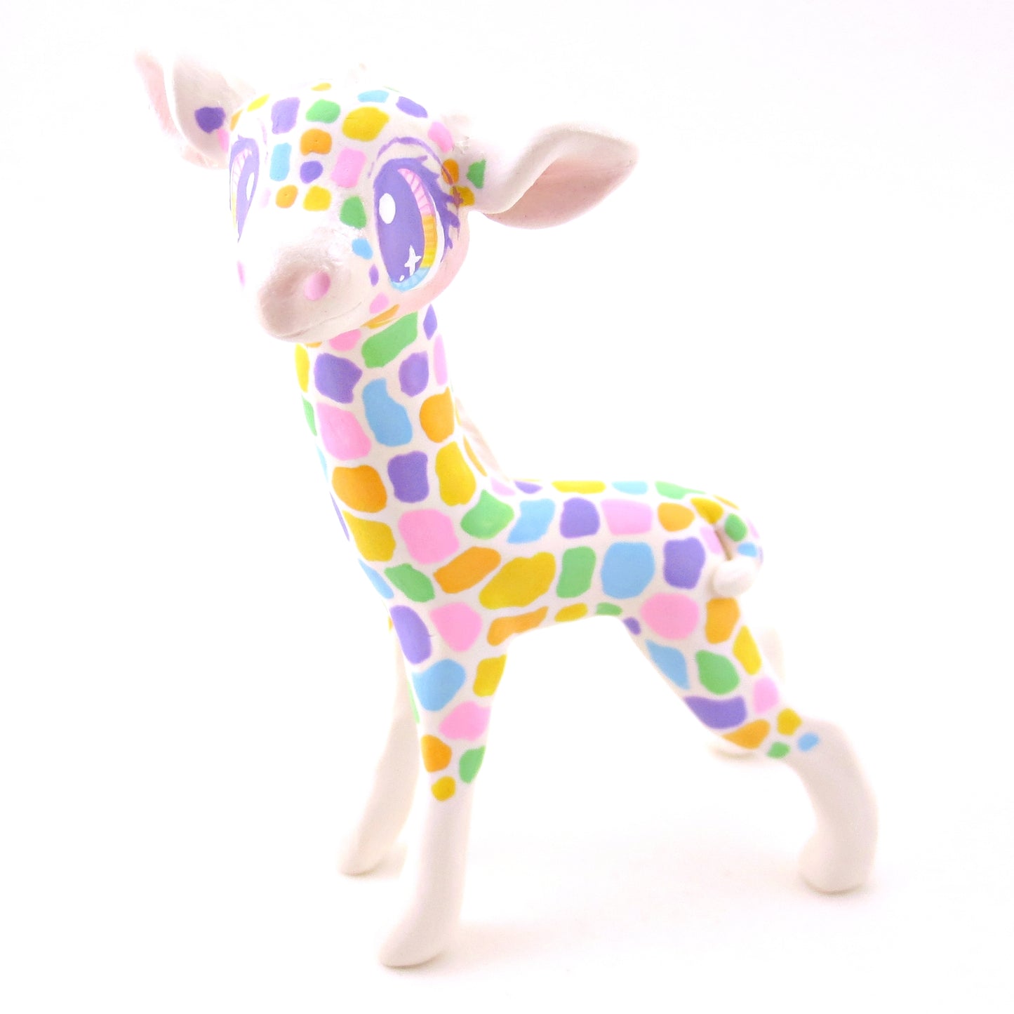 Rainbow Giraffe Figurine - Polymer Clay Rainbow Animals