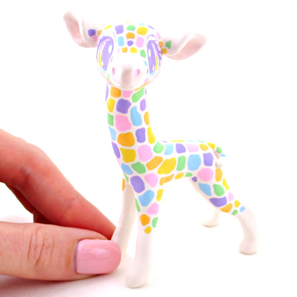 Rainbow Giraffe Figurine - Polymer Clay Rainbow Animals