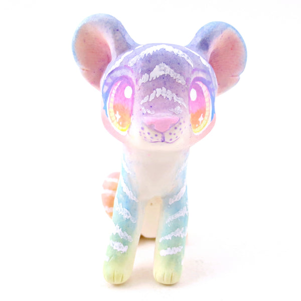 Rainbow Ombre Tiger Cub Figurine - Version 1 - Polymer Clay Rainbow Animals