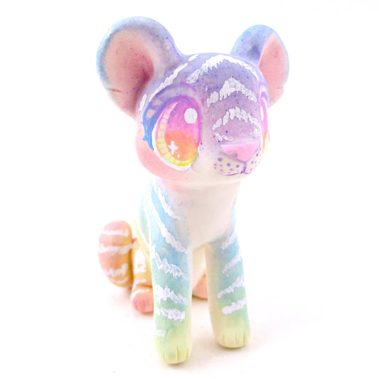 Rainbow Ombre Tiger Cub Figurine - Version 1 - Polymer Clay Rainbow Animals