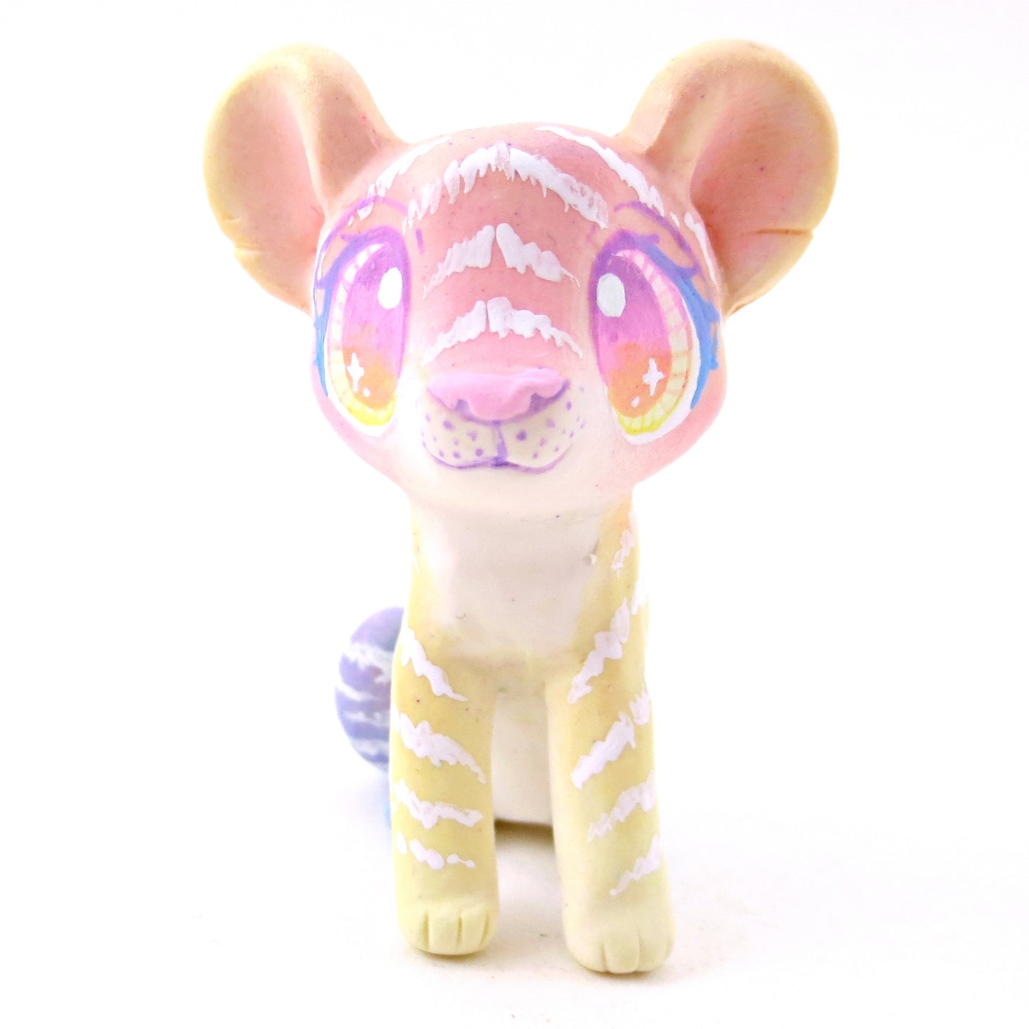 Rainbow Ombre Tiger Cub Figurine - Version 2 - Polymer Clay Rainbow Animals