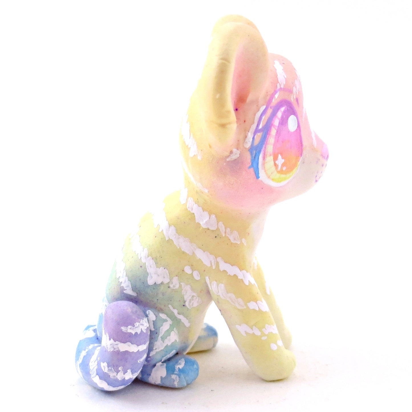 Rainbow Ombre Tiger Cub Figurine - Version 2 - Polymer Clay Rainbow Animals