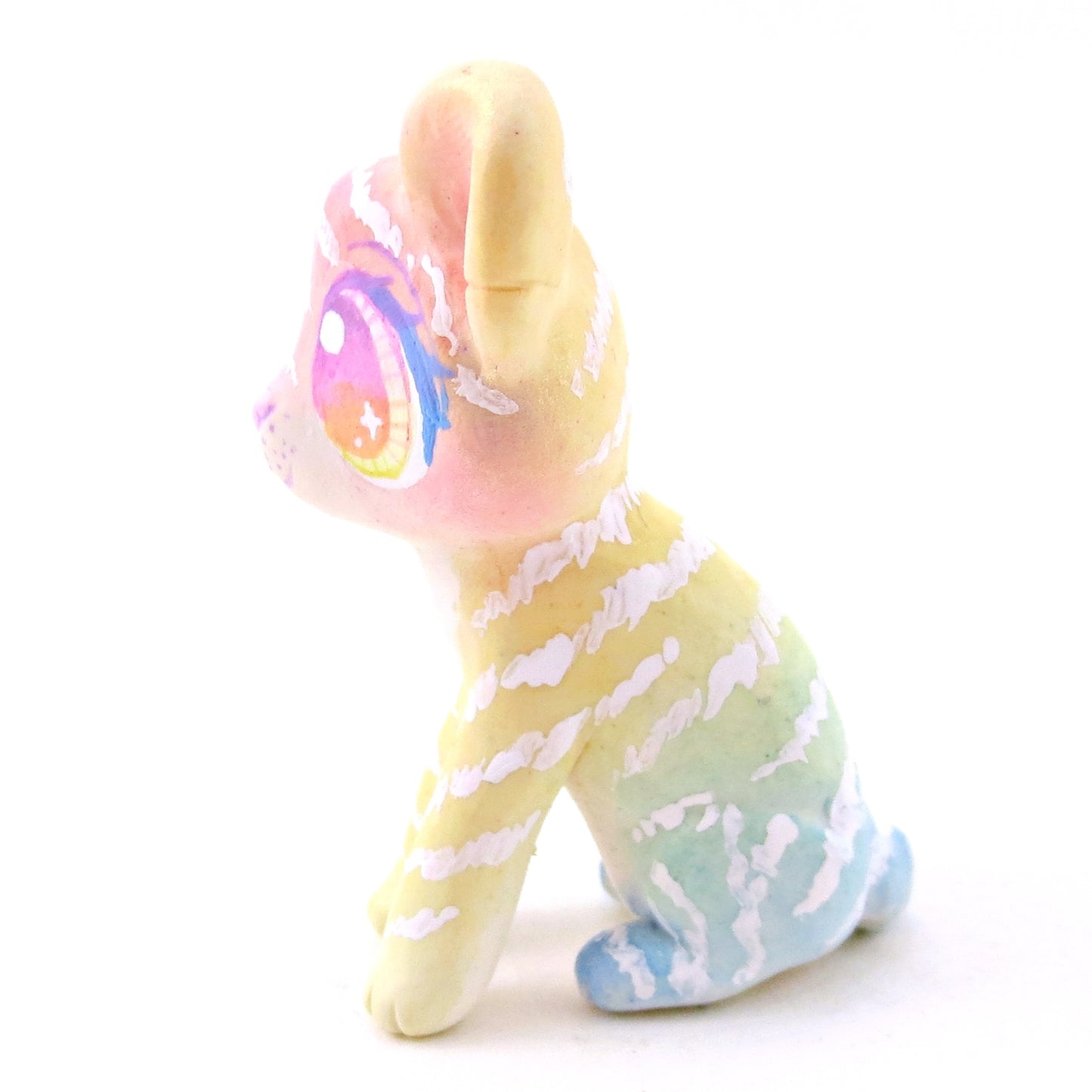 Rainbow Ombre Tiger Cub Figurine - Version 2 - Polymer Clay Rainbow Animals