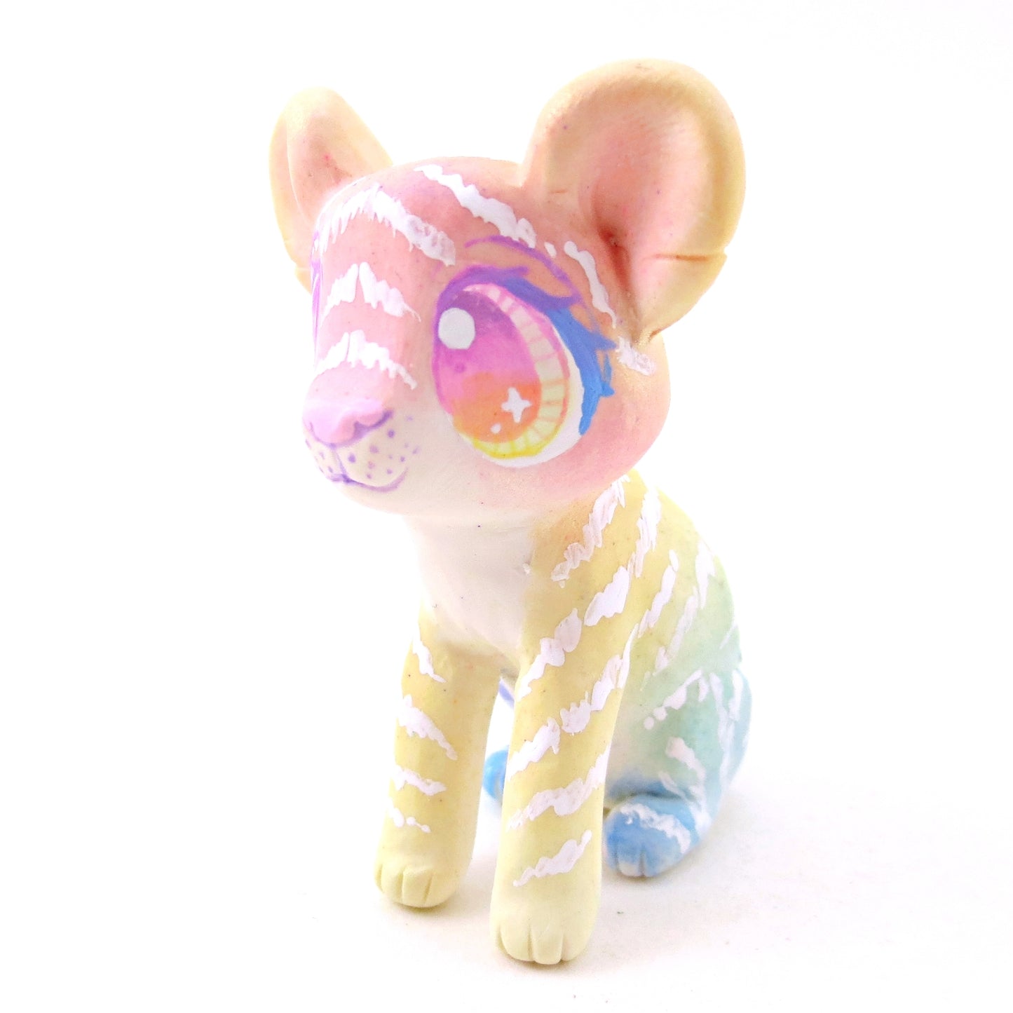 Rainbow Ombre Tiger Cub Figurine - Version 2 - Polymer Clay Rainbow Animals