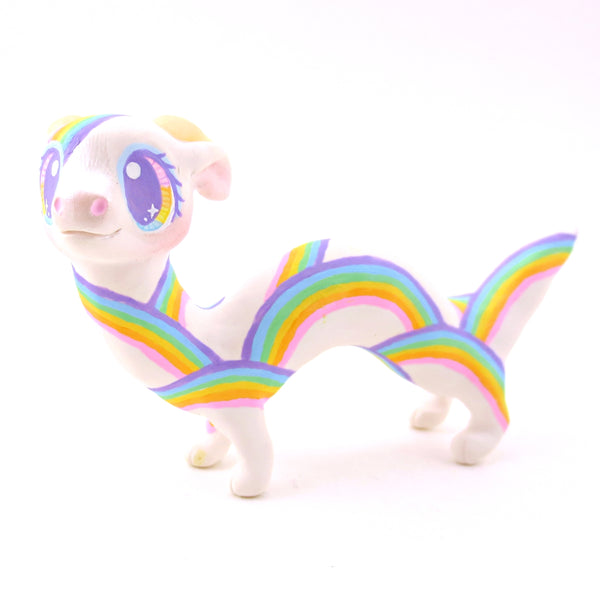 Rainbow Noodle Dragon Figurine - Polymer Clay Rainbow Animals