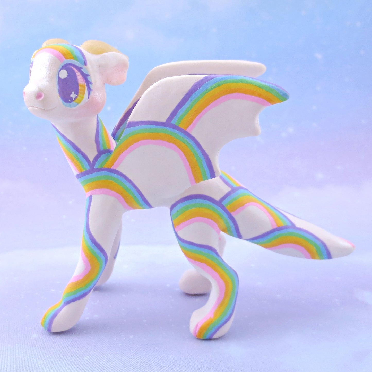 Rainbow Dragon Figurine - Polymer Clay Rainbow Animals