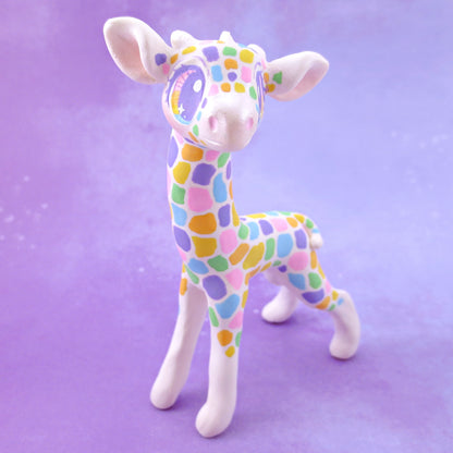 Rainbow Giraffe Figurine - Polymer Clay Rainbow Animals