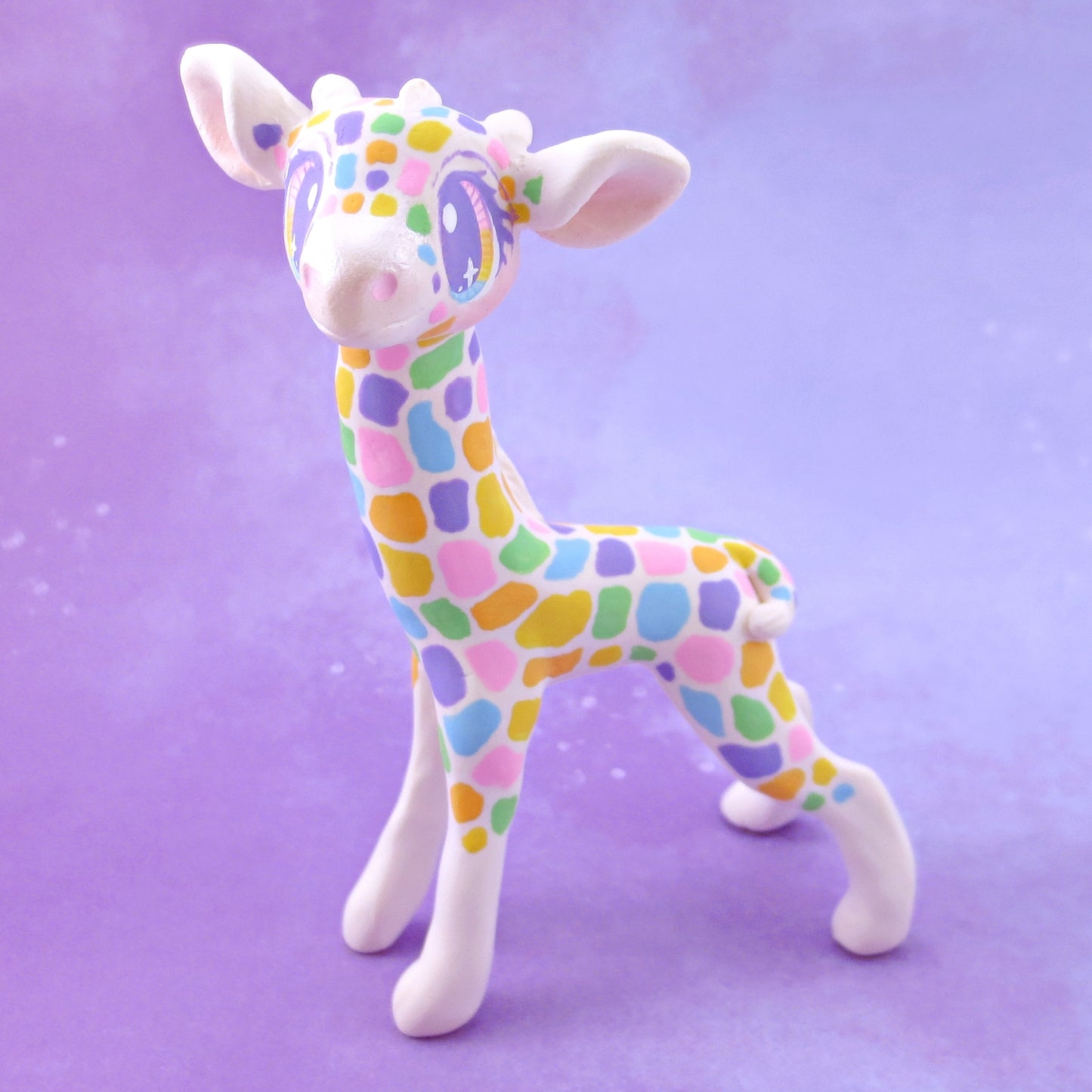 Rainbow Giraffe Figurine - Polymer Clay Rainbow Animals