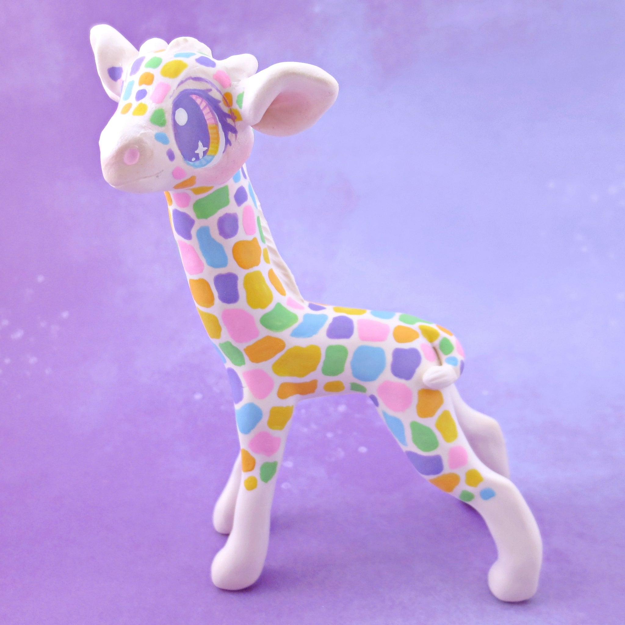 Rainbow Giraffe Figurine - Polymer Clay Rainbow Animals