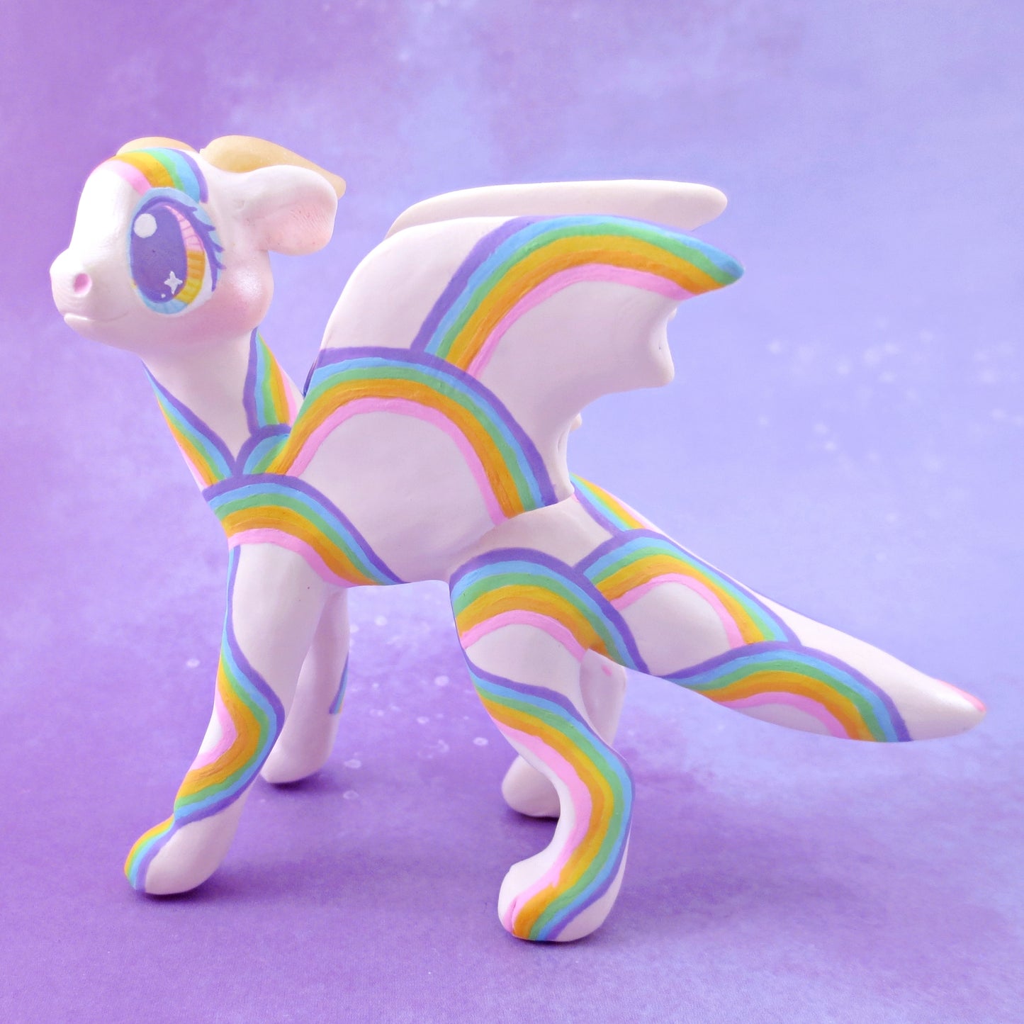 Rainbow Dragon Figurine - Polymer Clay Rainbow Animals