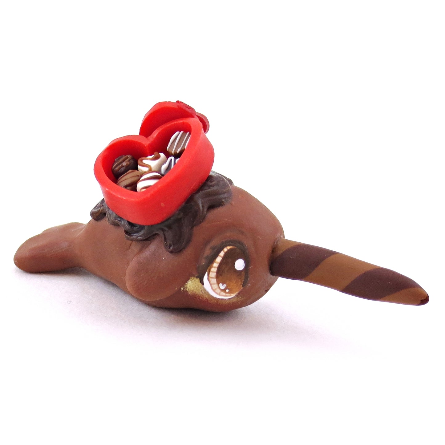 Milk Chocolate Box Dessert Narwhal - Polymer Clay Valentine's Day Animal Collection