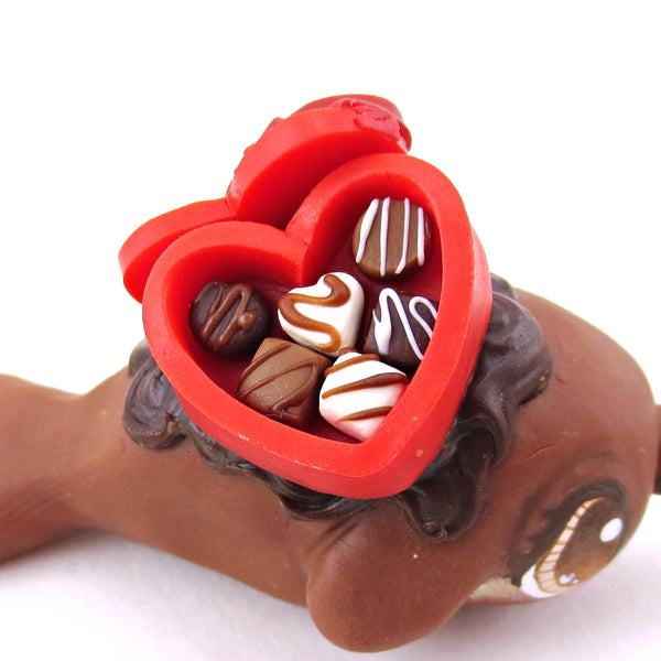 Milk Chocolate Box Dessert Narwhal - Polymer Clay Valentine's Day Animal Collection