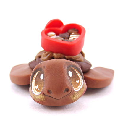 Milk Chocolate Box Dessert Turtle Figurine- Polymer Clay Valentine's Day Animal Collection