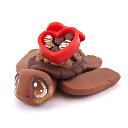 Milk Chocolate Box Dessert Turtle Figurine- Polymer Clay Valentine's Day Animal Collection