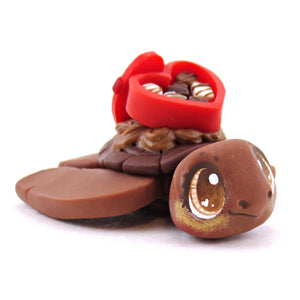 Milk Chocolate Box Dessert Turtle Figurine- Polymer Clay Valentine's Day Animal Collection