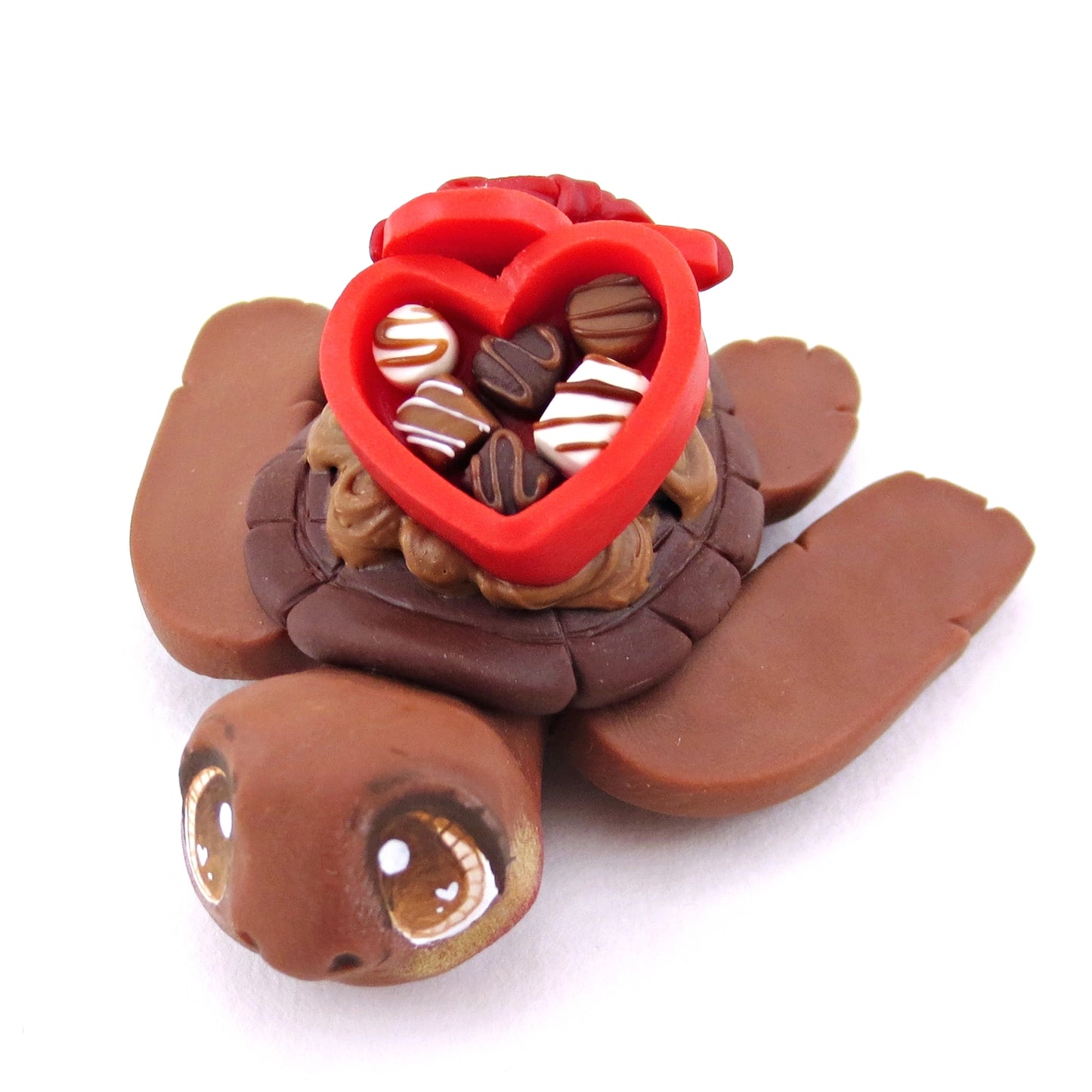 Milk Chocolate Box Dessert Turtle Figurine- Polymer Clay Valentine's Day Animal Collection