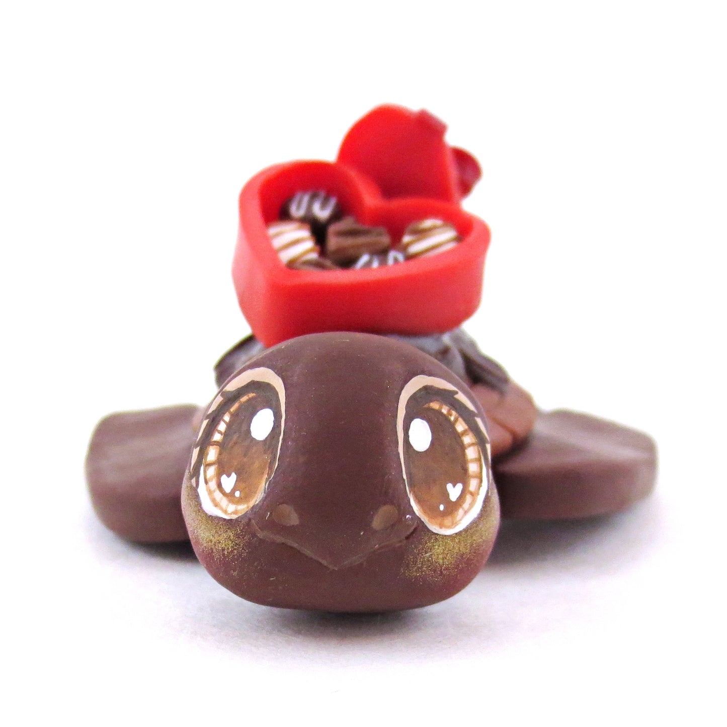 Dark Chocolate Box Dessert Turtle Figurine- Polymer Clay Valentine's Day Animal Collection