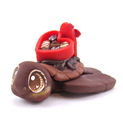 Dark Chocolate Box Dessert Turtle Figurine- Polymer Clay Valentine's Day Animal Collection