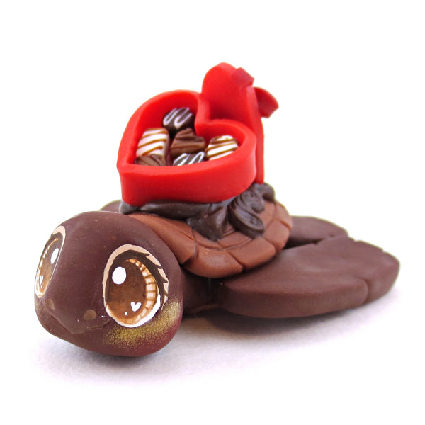 Dark Chocolate Box Dessert Turtle Figurine- Polymer Clay Valentine's Day Animal Collection