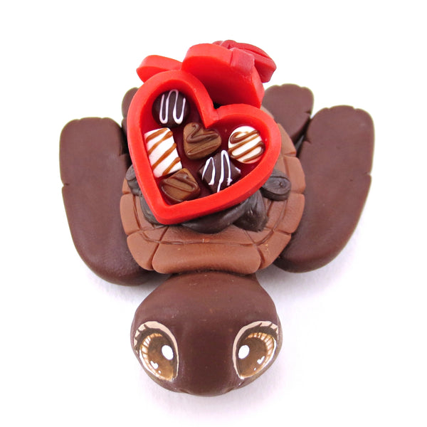 Dark Chocolate Box Dessert Turtle Figurine- Polymer Clay Valentine's Day Animal Collection
