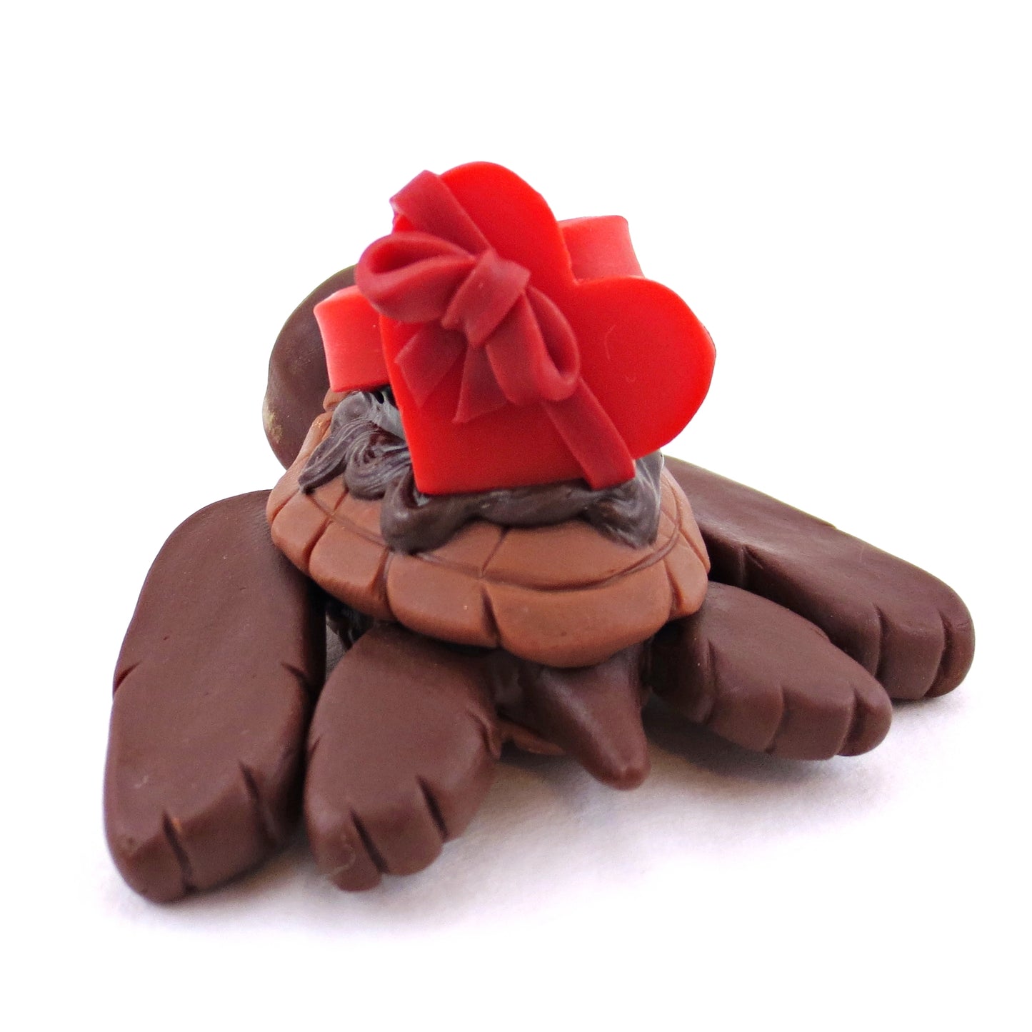 Dark Chocolate Box Dessert Turtle Figurine- Polymer Clay Valentine's Day Animal Collection