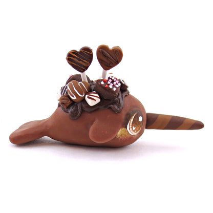 Loaded Milk Chocolate Narwhal Figurine- Polymer Clay Valentine's Day Animal Collection