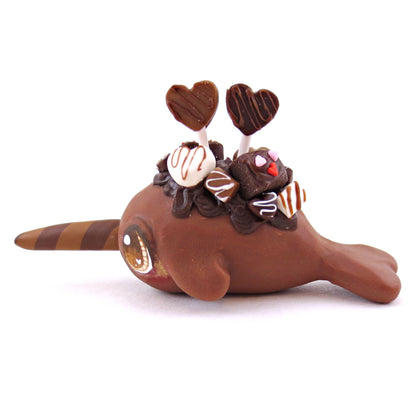 Loaded Milk Chocolate Narwhal Figurine- Polymer Clay Valentine's Day Animal Collection