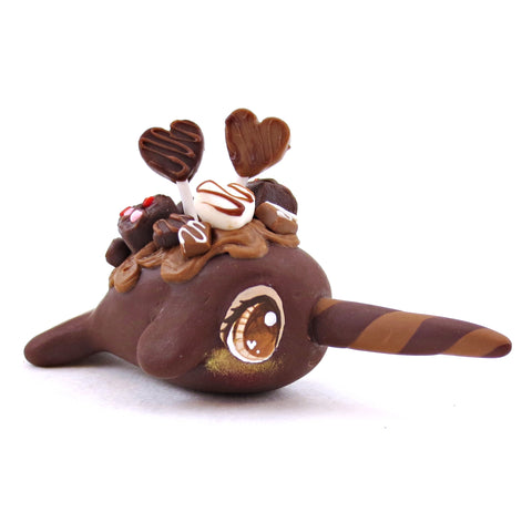 Loaded Dark Chocolate Narwhal Figurine- Polymer Clay Valentine's Day Animal Collection