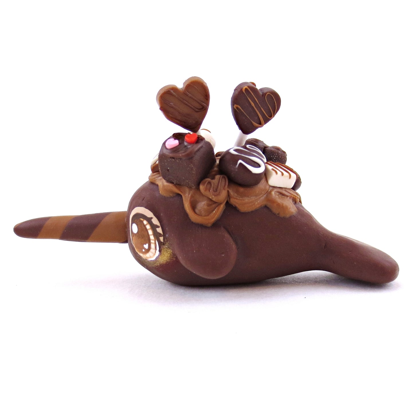 Loaded Dark Chocolate Narwhal Figurine- Polymer Clay Valentine's Day Animal Collection