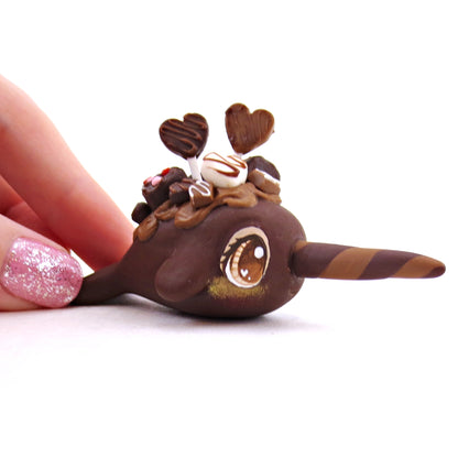 Loaded Dark Chocolate Narwhal Figurine- Polymer Clay Valentine's Day Animal Collection