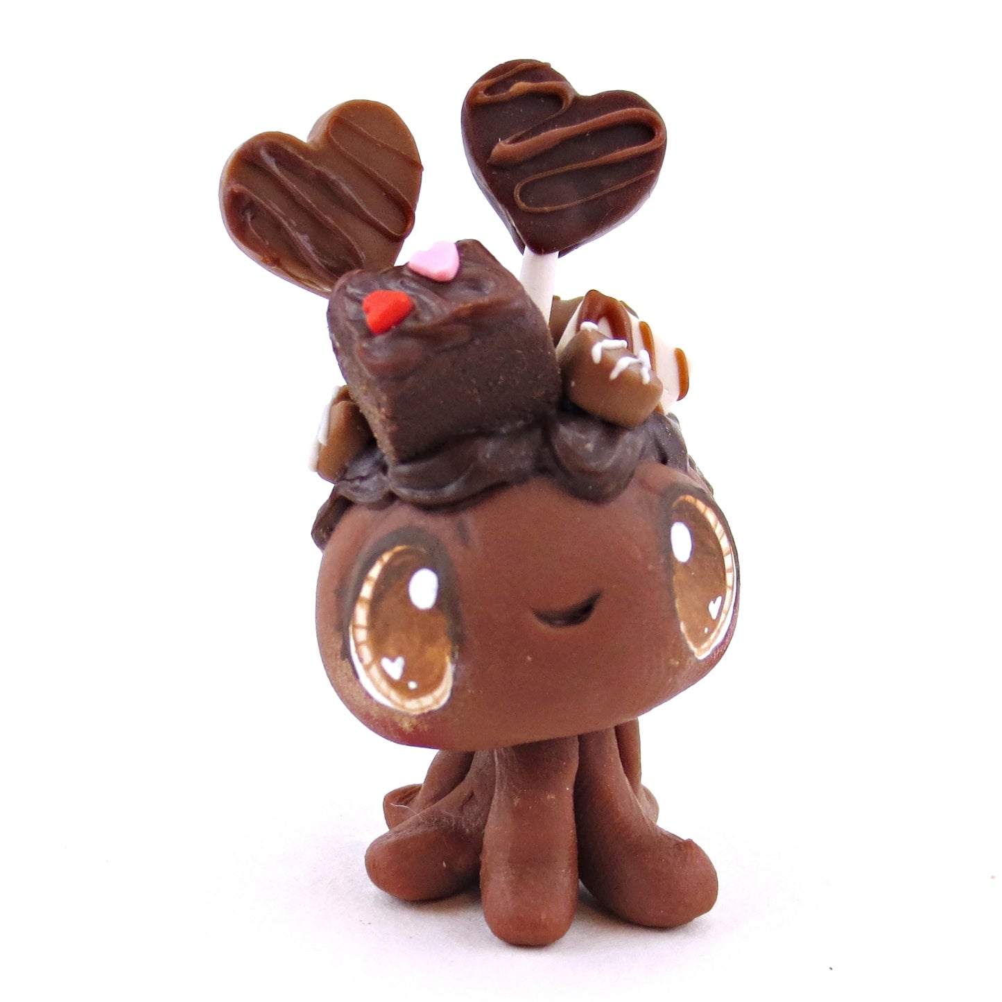 Chocolate Dessert Loaded Jellyfish Figurine - Polymer Clay Valentine's Day Animal Collection