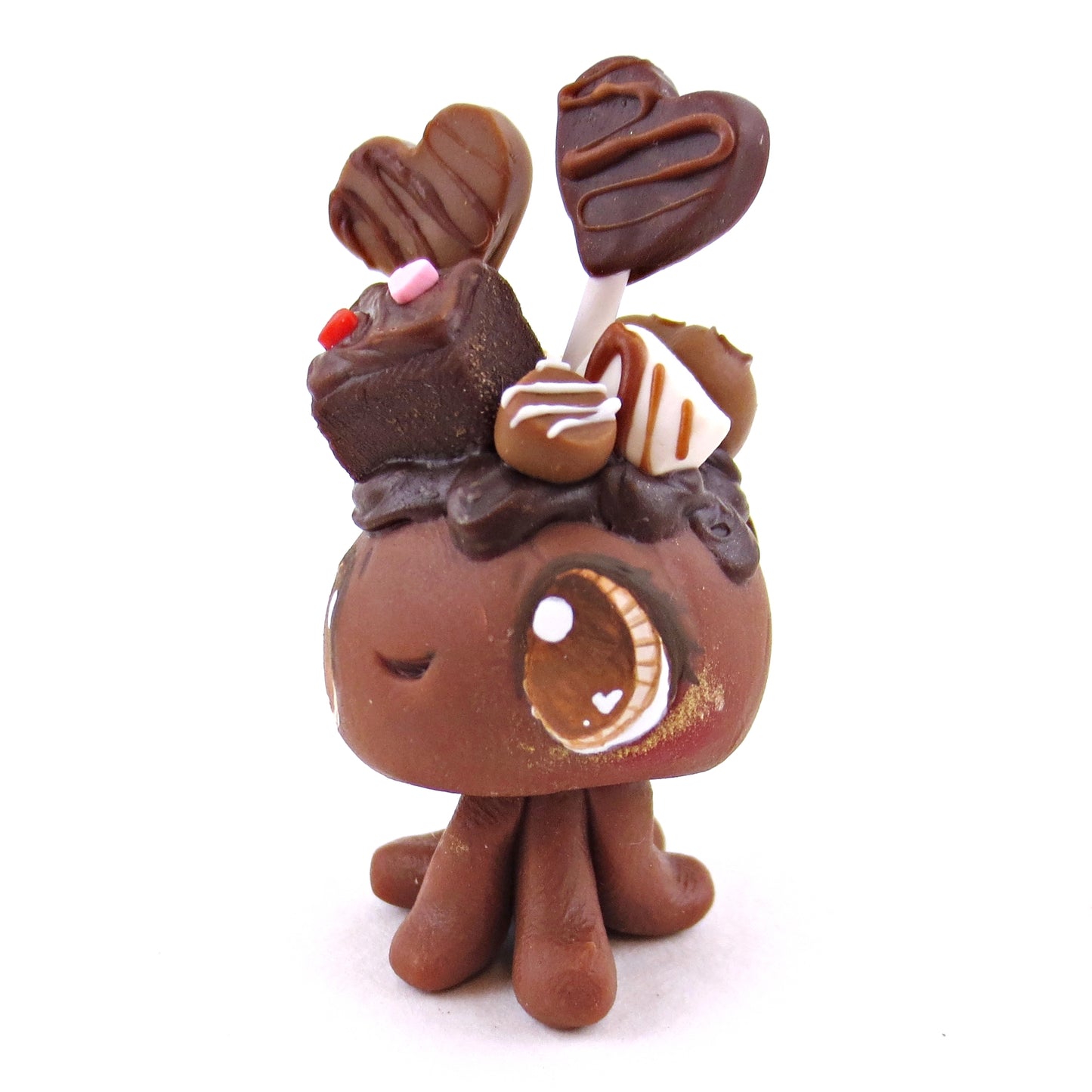 Chocolate Dessert Loaded Jellyfish Figurine - Polymer Clay Valentine's Day Animal Collection