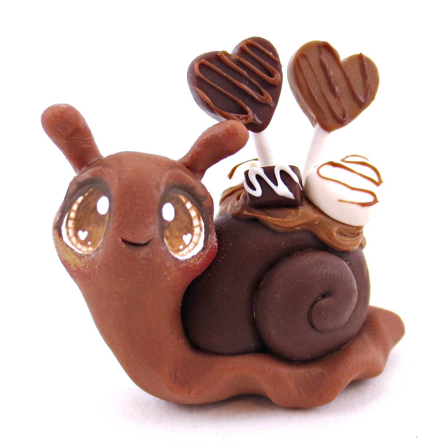 Chocolate Lollipop Dessert Snail Figurine - Polymer Clay Valentine's Day Animal Collection