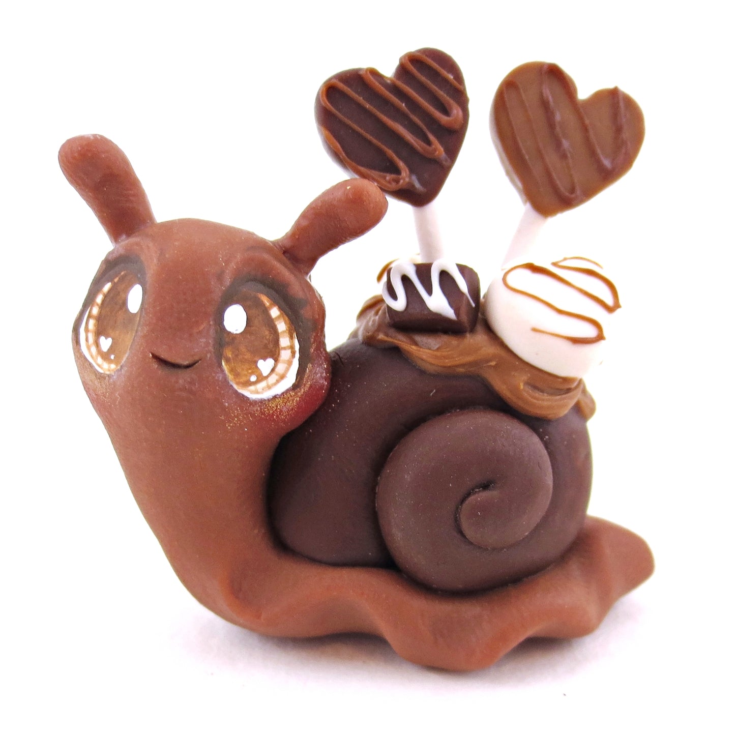 Chocolate Lollipop Dessert Snail Figurine - Polymer Clay Valentine's Day Animal Collection