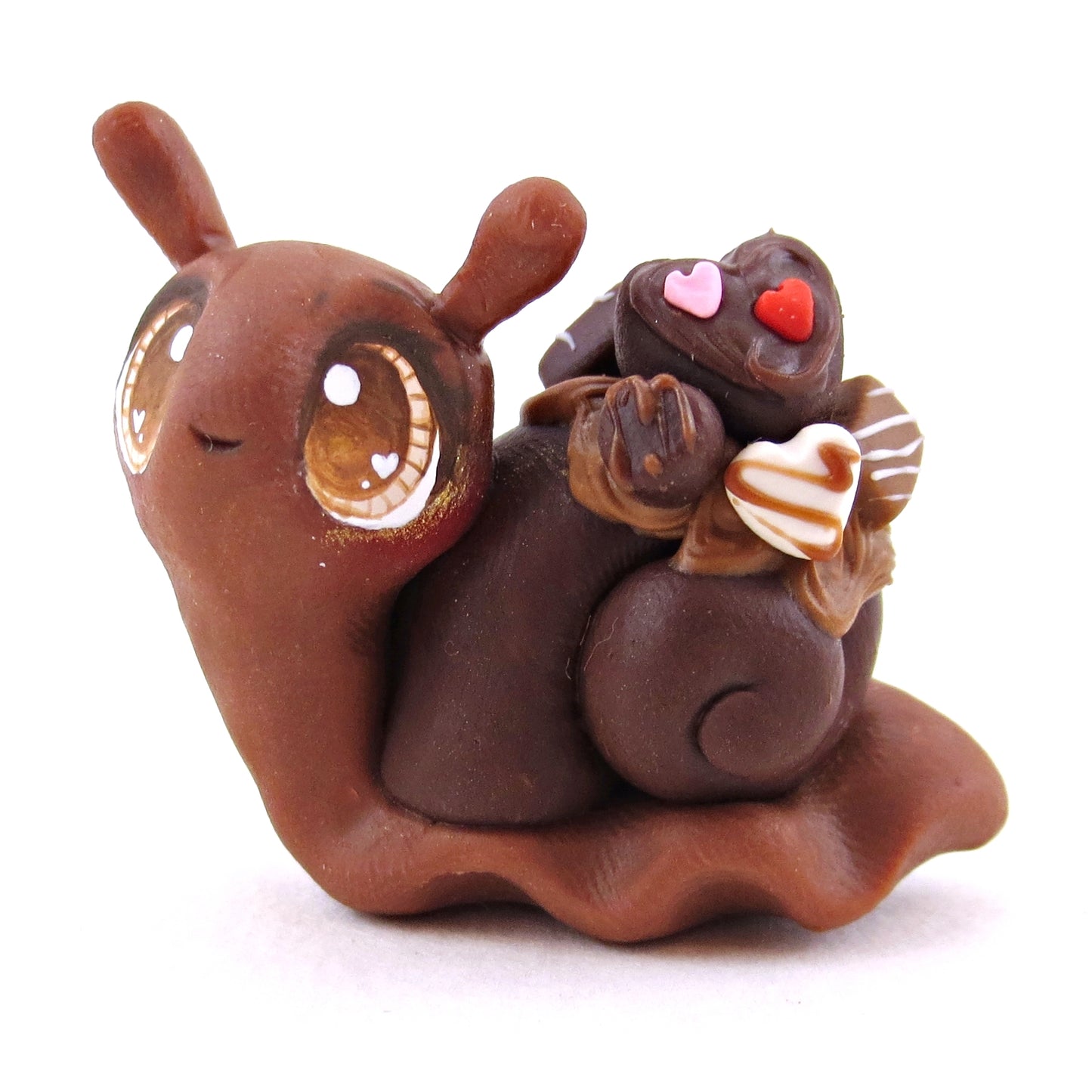 Chocolate Brownie Dessert Snail Figurine - Polymer Clay Valentine's Day Animal Collection