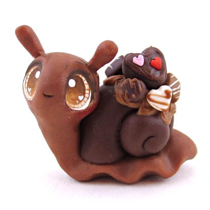 Chocolate Brownie Dessert Snail Figurine - Polymer Clay Valentine's Day Animal Collection