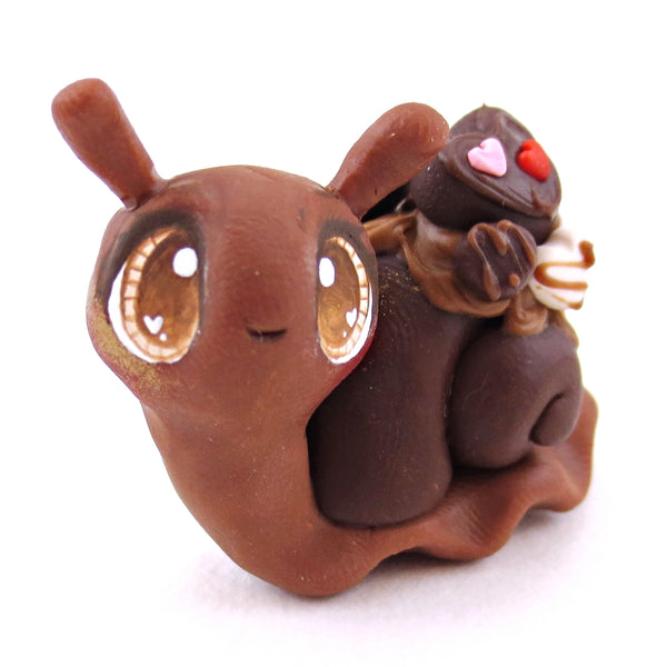 Chocolate Brownie Dessert Snail Figurine - Polymer Clay Valentine's Day Animal Collection