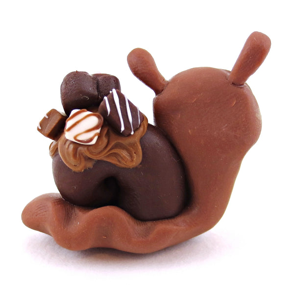 Chocolate Brownie Dessert Snail Figurine - Polymer Clay Valentine's Day Animal Collection